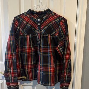 J. Crew Red and Yellow Striped Cotton Shirt